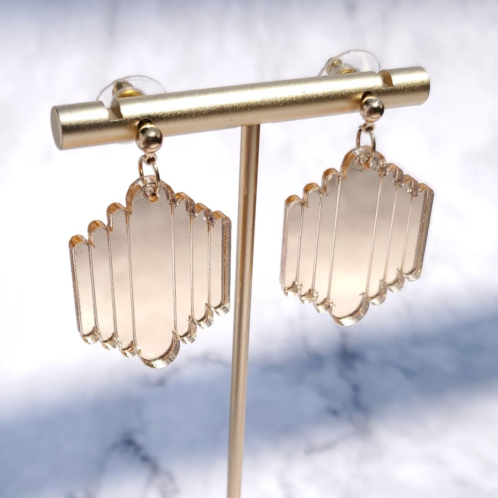 Art Deco Mirror Earrings - Gold