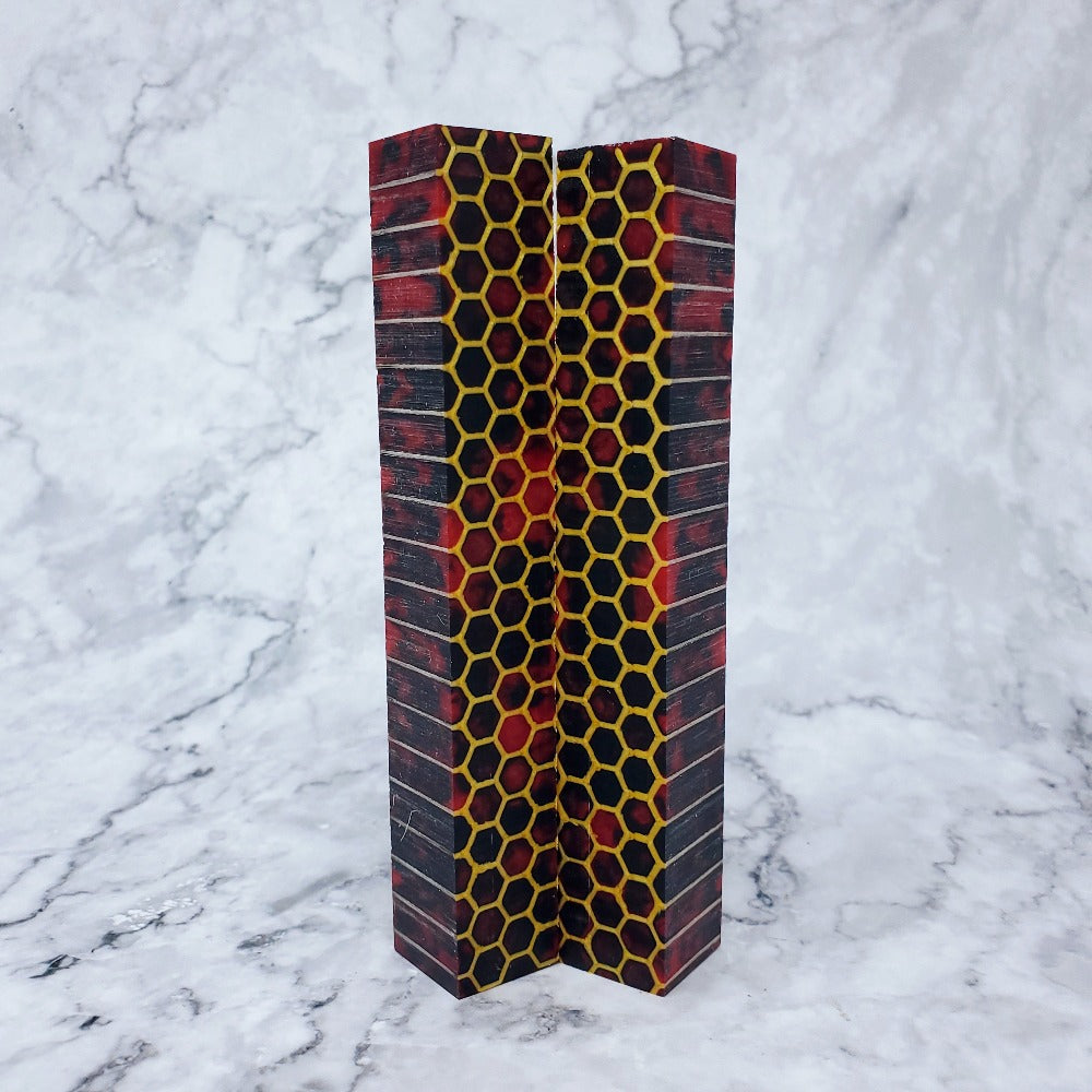 Pen Blank - Red & Black with 3D Printed Gold Honeycomb