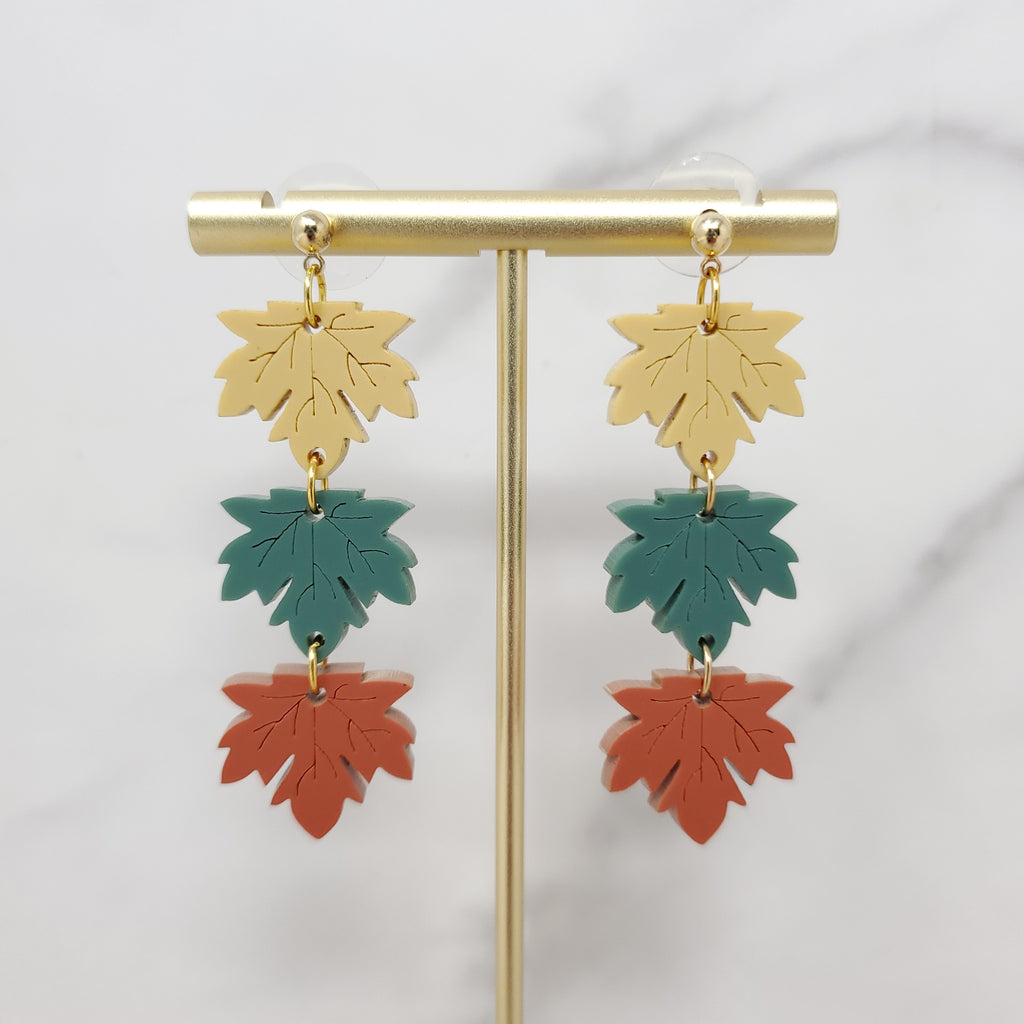 Autumn Triple Leaf Earring