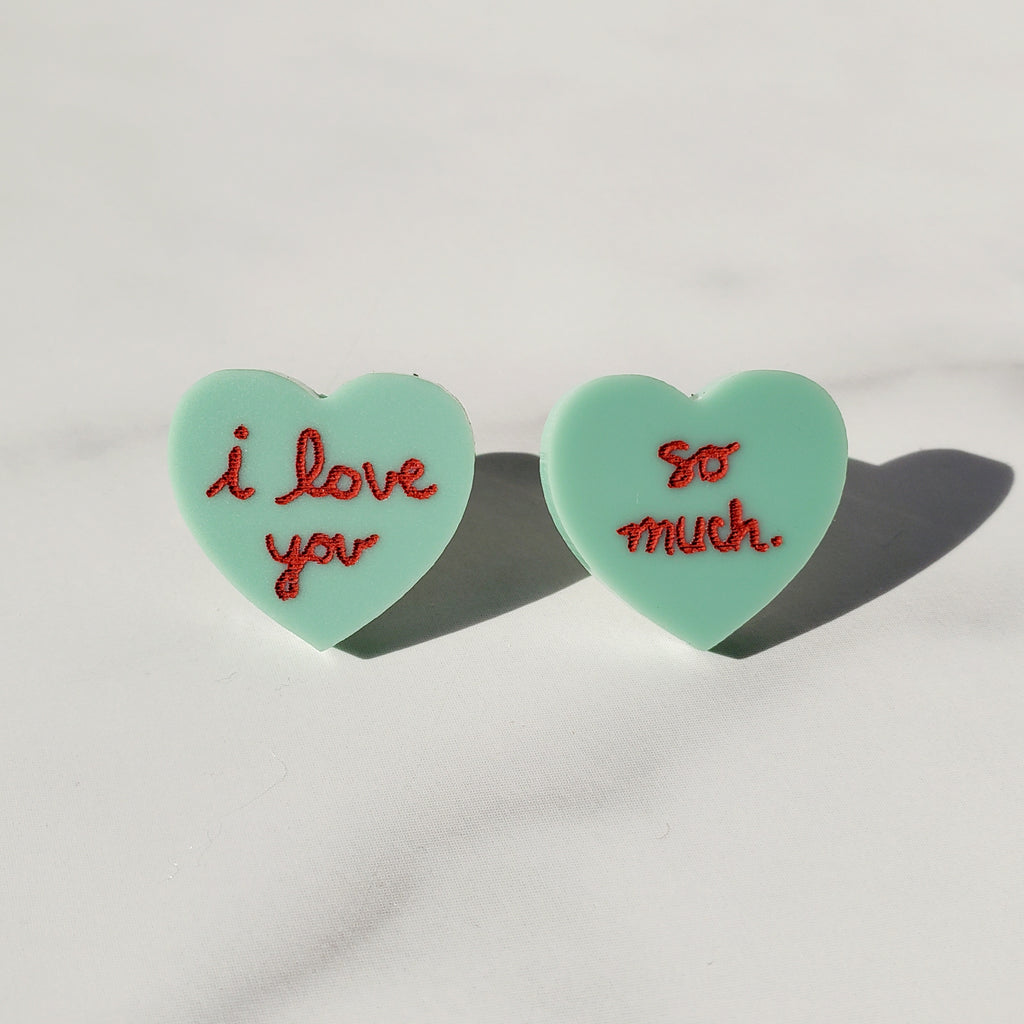 I Love You So Much Heart Studs