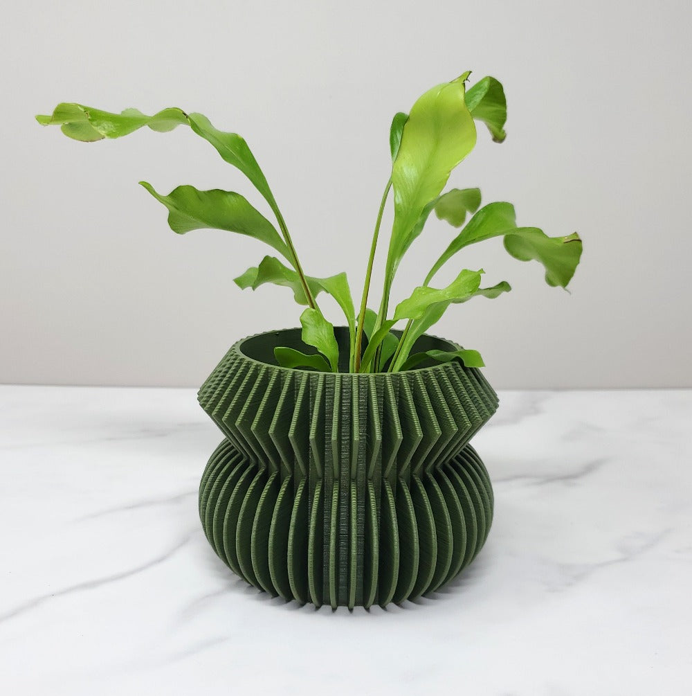 3" Fins Planter, Olive