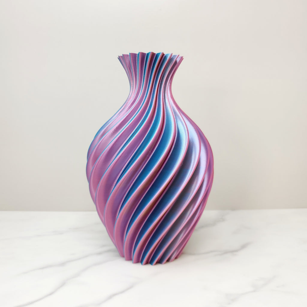 Large Spiral Vase, Pastel Rainbow