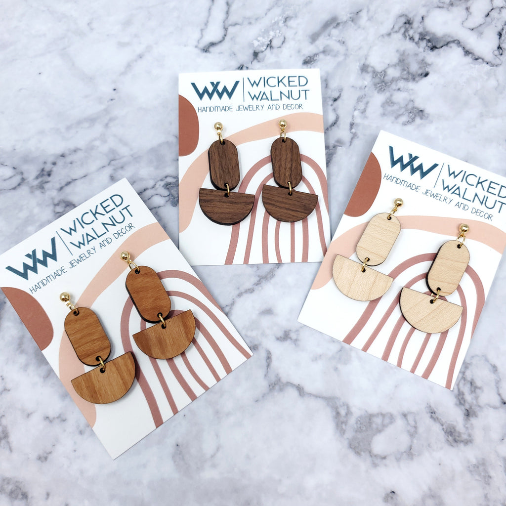 Laser Cut Wood Earrings