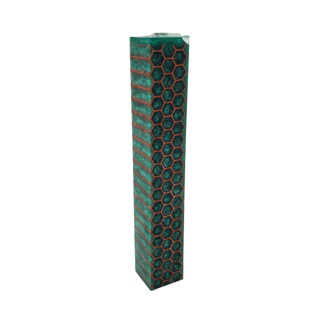 Pen Blank - Green and Bronze Honeycomb