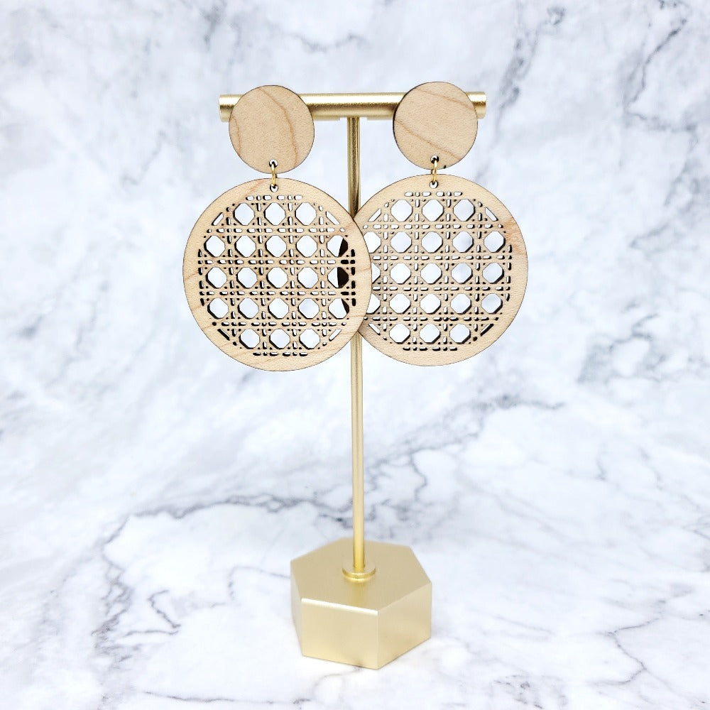 Large Cane Disc Earring - Maple